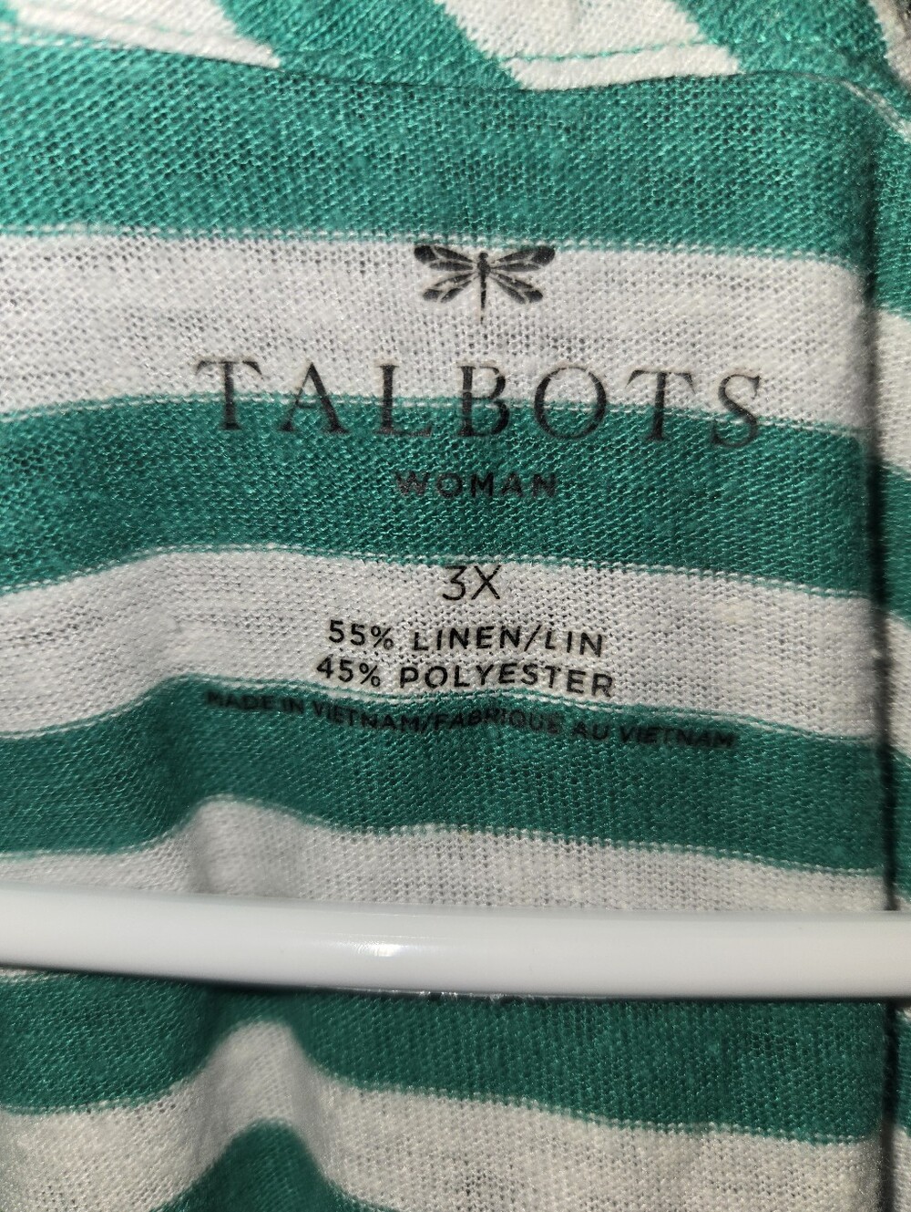 Talbots Green and White Striped Crewneck Tee - Picture 2 of 4